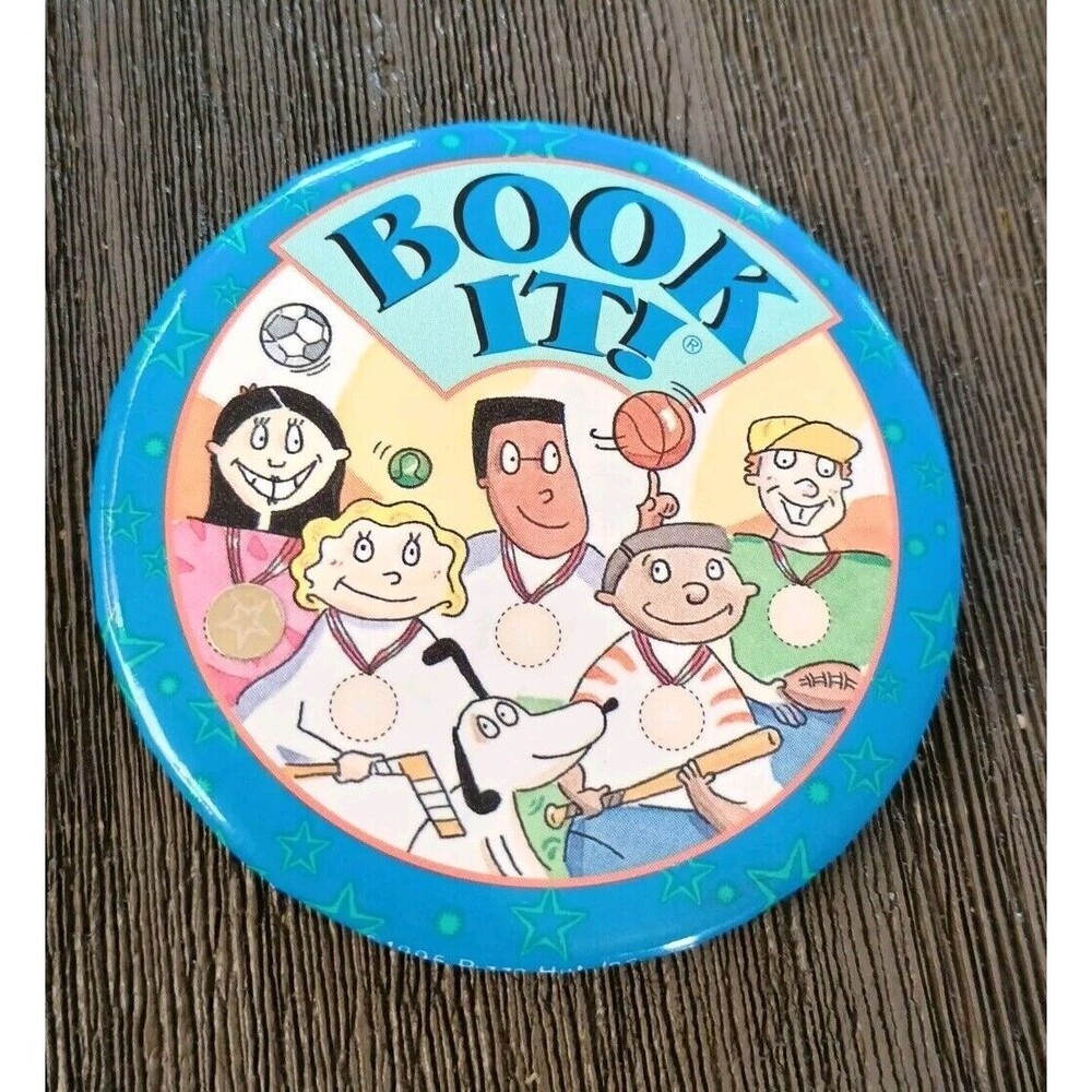 Pizza Hut 1995 Book It! Pin Pinback Button Brooch Sports Theme